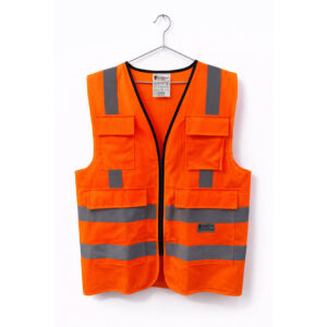 SPARTAN GUARD SAFETY VEST 120GSM, MULTIPOCKET/ZIPPERED ORANGE
