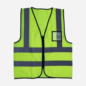 Fabric Safety Vest With Zipper & Id Pocket