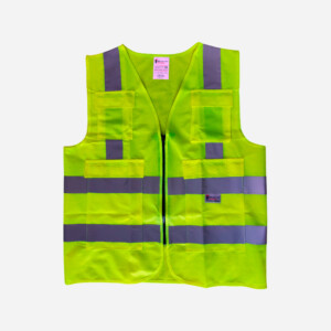 SPARTAN GUARD SAFETY VEST 120GSM, MULTIPOCKET/ZIPPERED GREEN